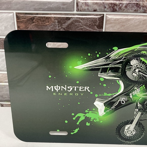 COPY - Monster Energy Logo License Plate With Cup Holders Inserts - Picture 3 of 6